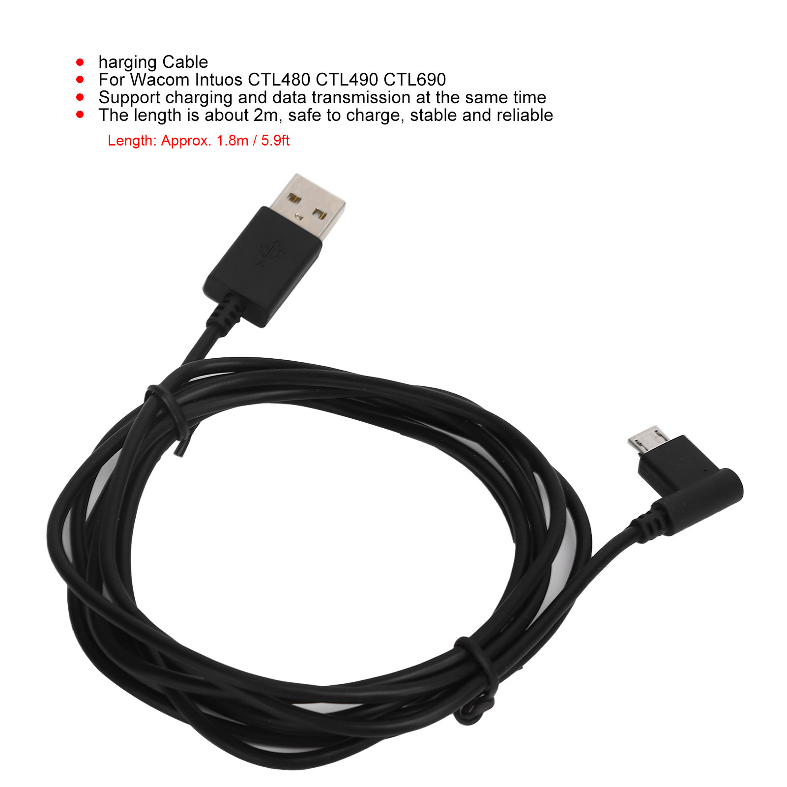 Cable de carga de 1,8 m, cable - Wacom Tablet Accessories reseña y precio